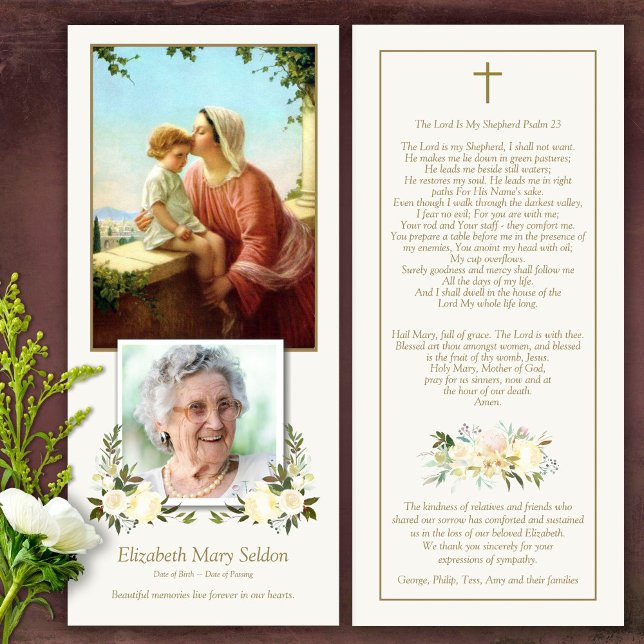 Sympathy St Ann & Mary Funeral Thank You Card (Catholic, Religious, Celebration of Life, In Loving Memory of, Forever in our hearts, funeral cards)