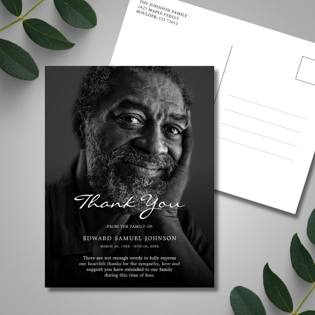 Sympathy Thank You Custom Funeral Photo Postcard (Sympathy Thank You Postcard)