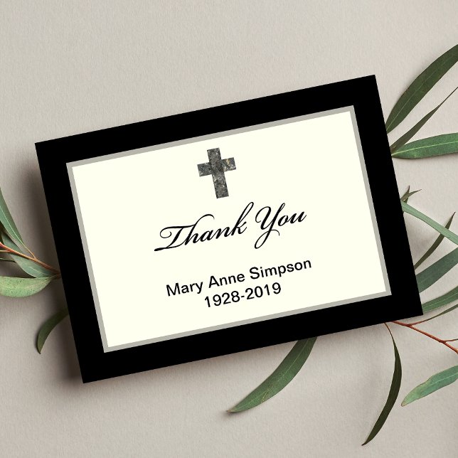 Sympathy Thank You Flat Card with Cross (Creator Uploaded)