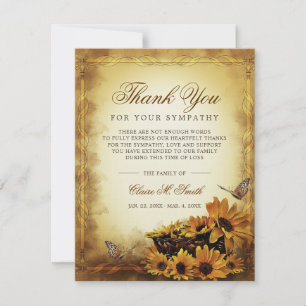 Sympathy Thank You Floral Sunflowers Butterfly