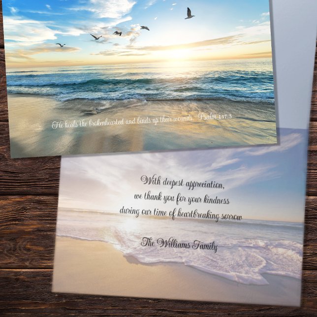 Sympathy Thank You Flying Birds Ocean Scene Cards (Creator Uploaded)