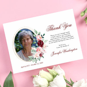 Sympathy Thank You Memorial Burgundy Floral