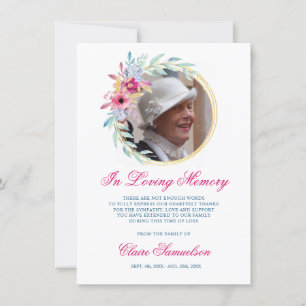Sympathy Thank You Memorial Floral Wreath PHOTO Card