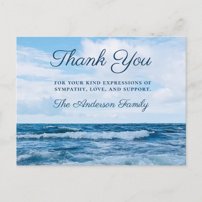 Sympathy Thank You Memorial Photo Beach Postcard (Front)