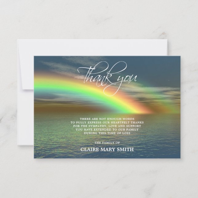 Sympathy THANK YOU Memorial Rainbow Ocean Water (Front)