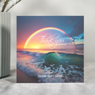 Sympathy THANK YOU Memorial Rainbow Ocean Water Card