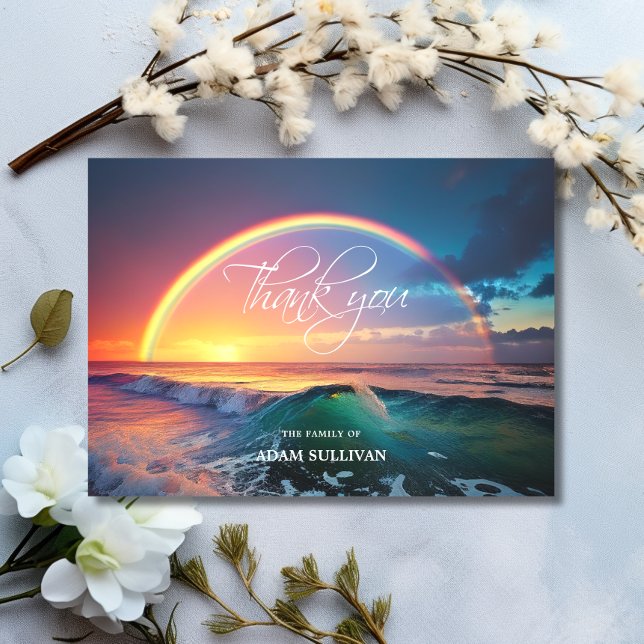 Sympathy THANK YOU Memorial Rainbow Ocean Water Card (Sympathy THANK YOU Memorial Rainbow Ocean Water)