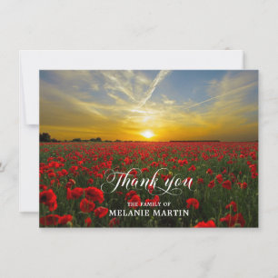 Sympathy THANK YOU Memorial Sunset Poppies Field Card
