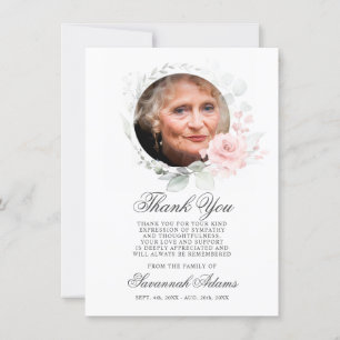 Sympathy Thank You Memorial Watercolor Floral Card
