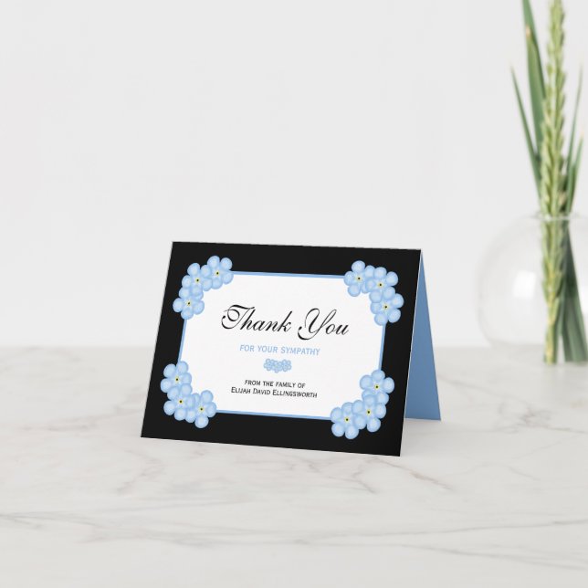 Sympathy Thank You Note Card -- Forget Me Nots (Front)