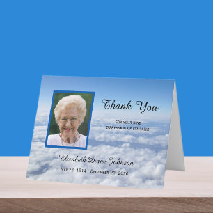 Sympathy Thank You Note Card Photo in Clouds