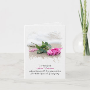 Sympathy Thank You Roses On Sand Card