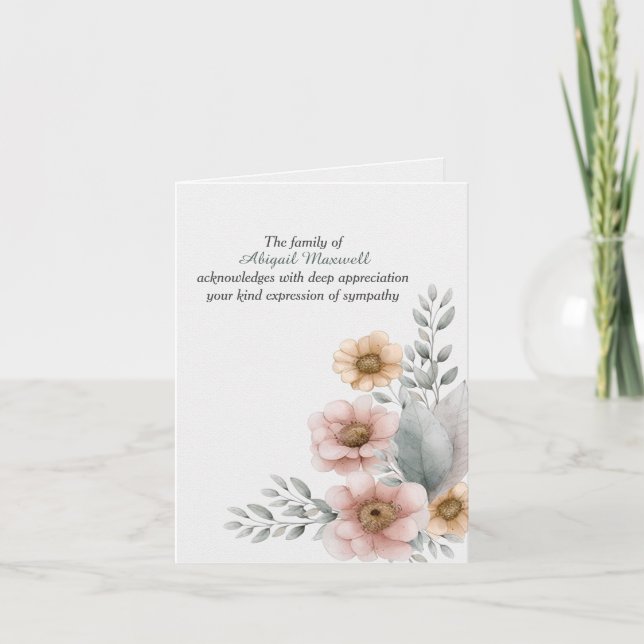 Sympathy Thank You Watercolor Bouquet Card (Front)