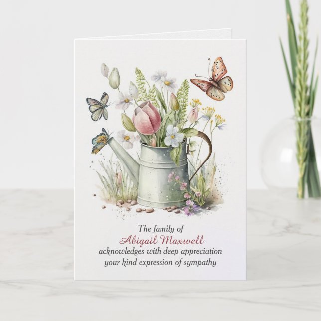 Sympathy Thank You Watering Can Card (Front)