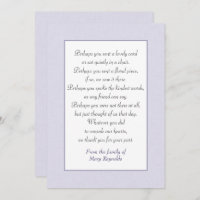 Sympathy Thank You With Lavender Border