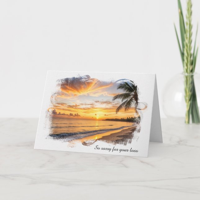 Sympathy Tropical Island Sunset  Card (Front)