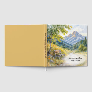 Sympathy Watercolor Mountain Bench Guest Book