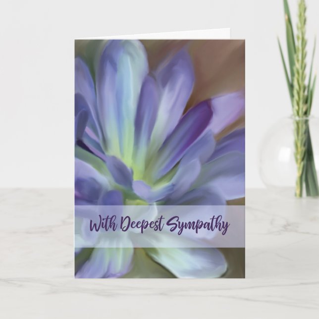 Sympathy Watercolor Purple and Blue Large Flower Card (Front)