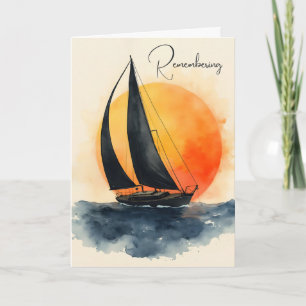 Sympathy Watercolor Sailboat at Sunset Card