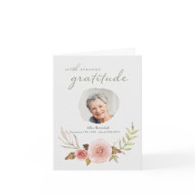 Sympathy Watercolor Thank You card with Photo