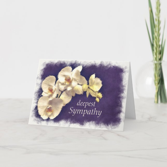 Sympathy Watercolor White Orchids Personalize Card (Front)