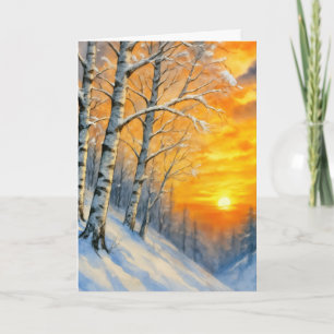 Sympathy Watercolor Winter Birch Trees  Card
