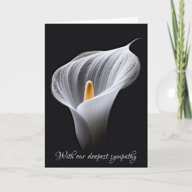 Sympathy White Calla Lily On Black Card (Front)