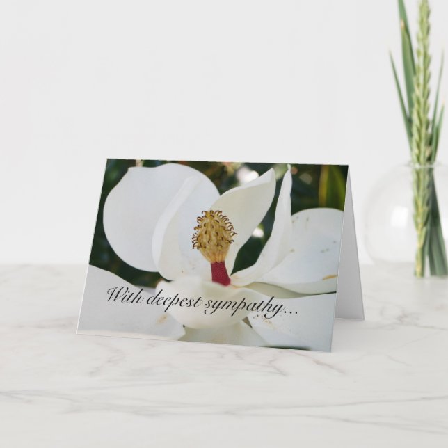 Sympathy white magnolia flower floral cards (Front)