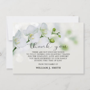 Sympathy White Orchids THANK YOU Card