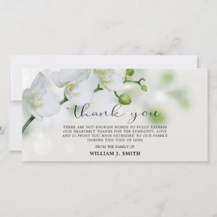 Sympathy White Orchids THANK YOU PHOTO Card