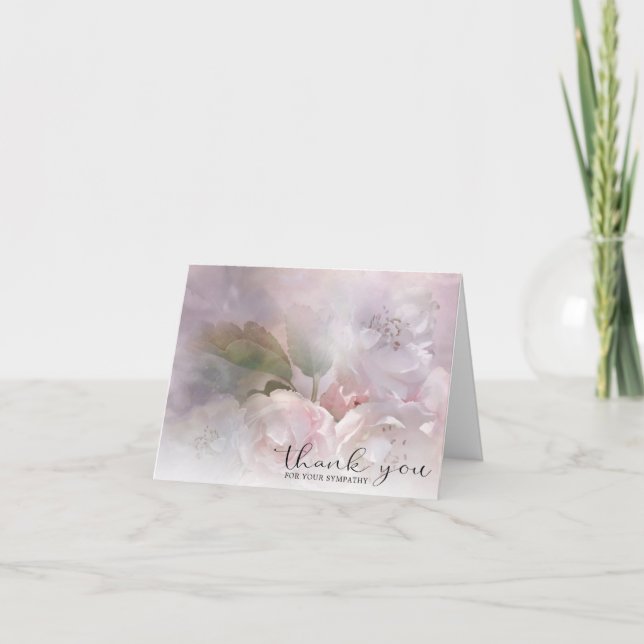 Sympathy White Pink Blossoms THANK YOU | PHOTO Card (Front)