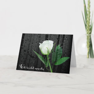Sympathy White Rose with Raindrops  Card