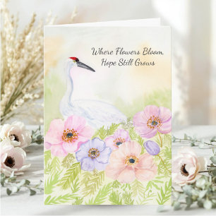 Sympathy Whooping Crane with Anemones Card