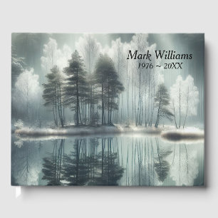 Sympathy Winter Forest With Lake Reflection Guest Book