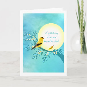 Sympathy with Goldfinch Bird on a Flowering Branch Card