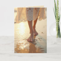 Sympathy Woman Walking On Wet Beach Sand