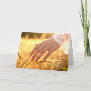 Sympathy Woman's Hand Touching Wheat Tassels Card