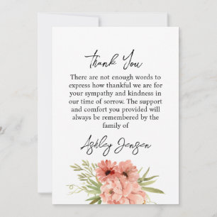 Sympathy Zinnia Photo Funeral Thank You Card