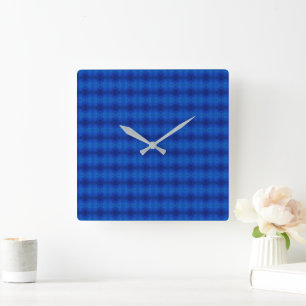 Symphony of deep blue shades pattern square wall clock