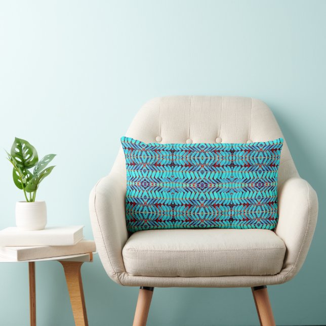 Symphony of Leaves, Aqua Lumbar Cushion (Chair)