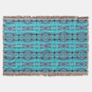 Symphony of Leaves, Aqua Throw Blanket