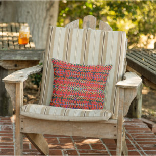 Symphony of Leaves, Red Outdoor Cushion