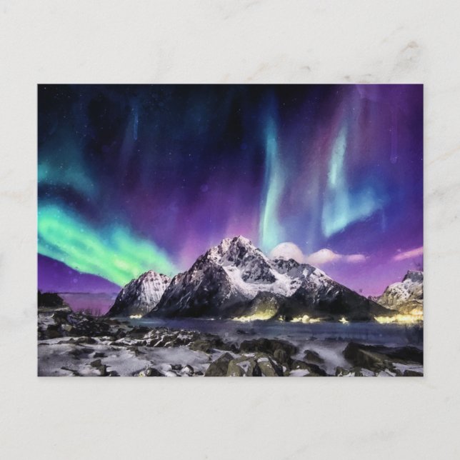 Symphony Of Lights - Beautiful Aurora Scenery Postcard (Front)