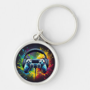 Symphony of Pixels & Sound: Vibrant Gaming Art Key Ring