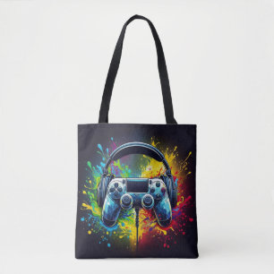 Symphony of Pixels & Sound: Vibrant Gaming Art Tote Bag
