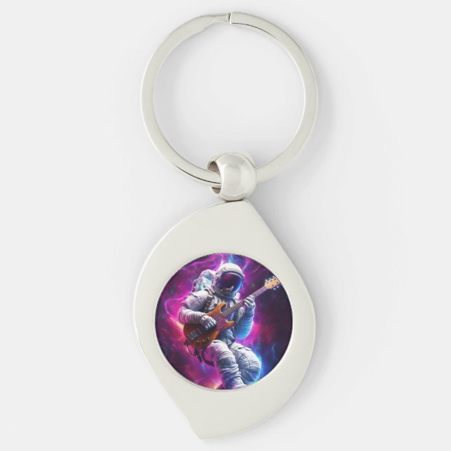 Symphony of the Void | Neon Cyberpunk Astronaut Key Ring (Front)