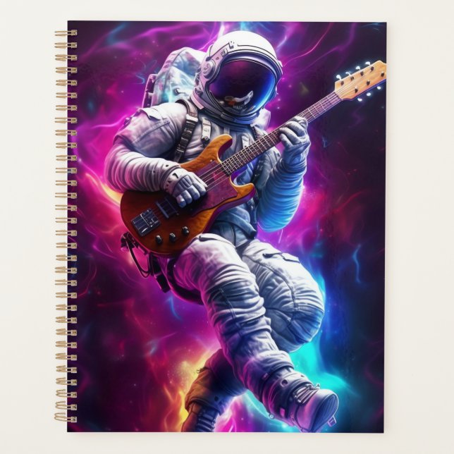 Symphony of the Void | Neon Cyberpunk Astronaut Planner (Front)