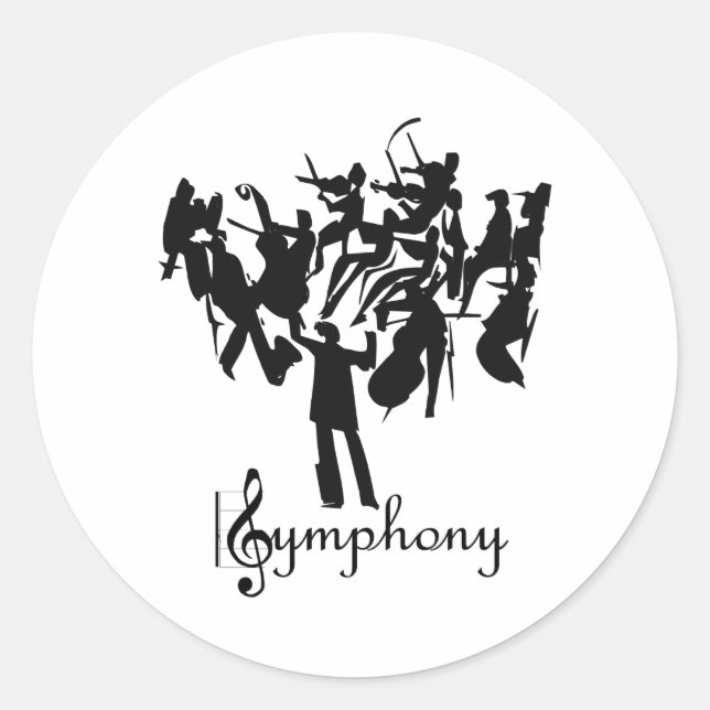 SYMPHONY orchestra  in a stylised design Classic Round Sticker (Front)