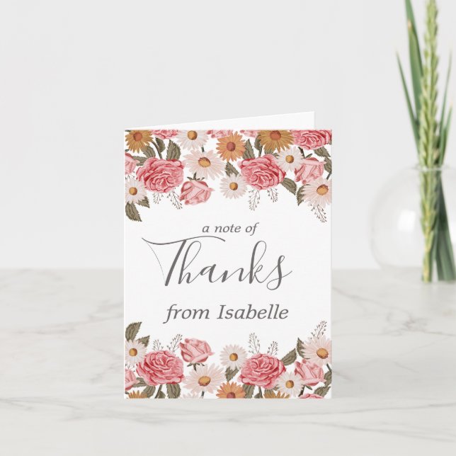 Symphony Rose Thank You Card - personalised (Front)