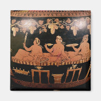 Symposium showing three men playing cottabos
